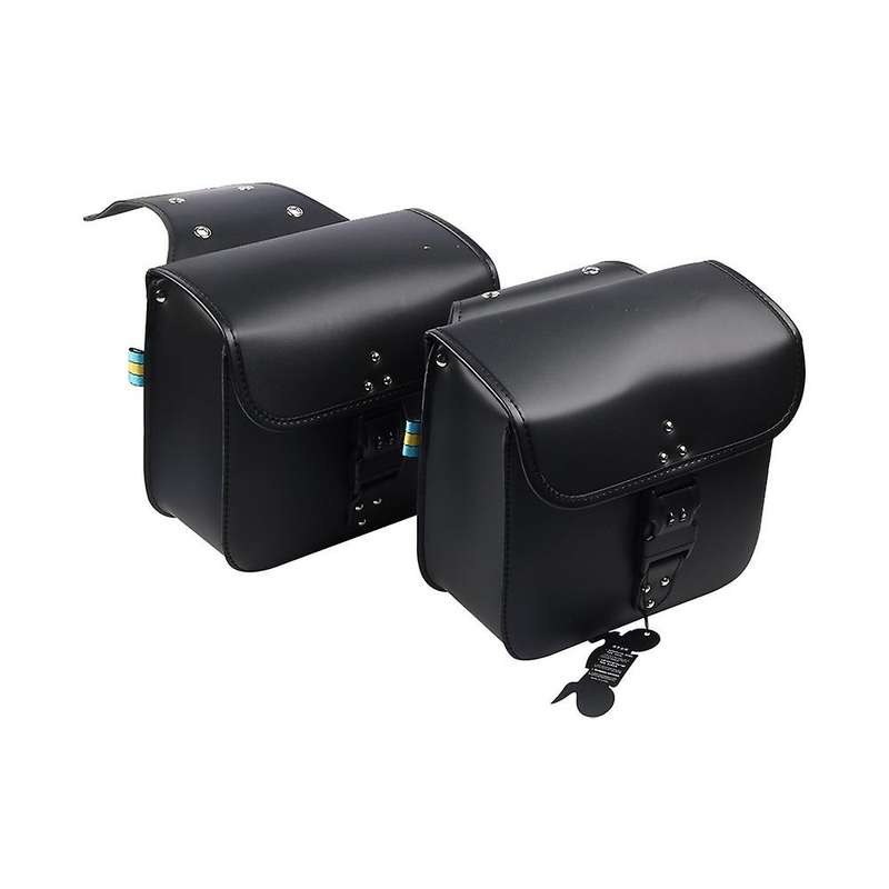 for XL883 XL1200 PU Leather Saddle Bag Motorcycle Luggage Left+Right Side Tool Bag Black