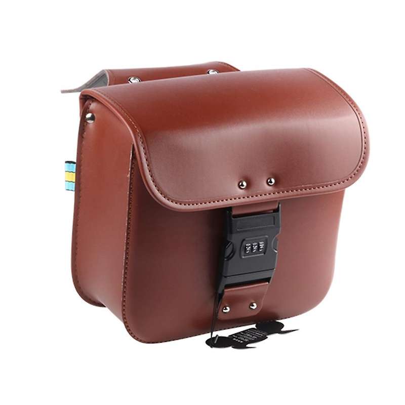 for XL883 XL1200 PU Leather Saddle Bag Motorcycle Luggage Left+Right Side Tool Bag Brown
