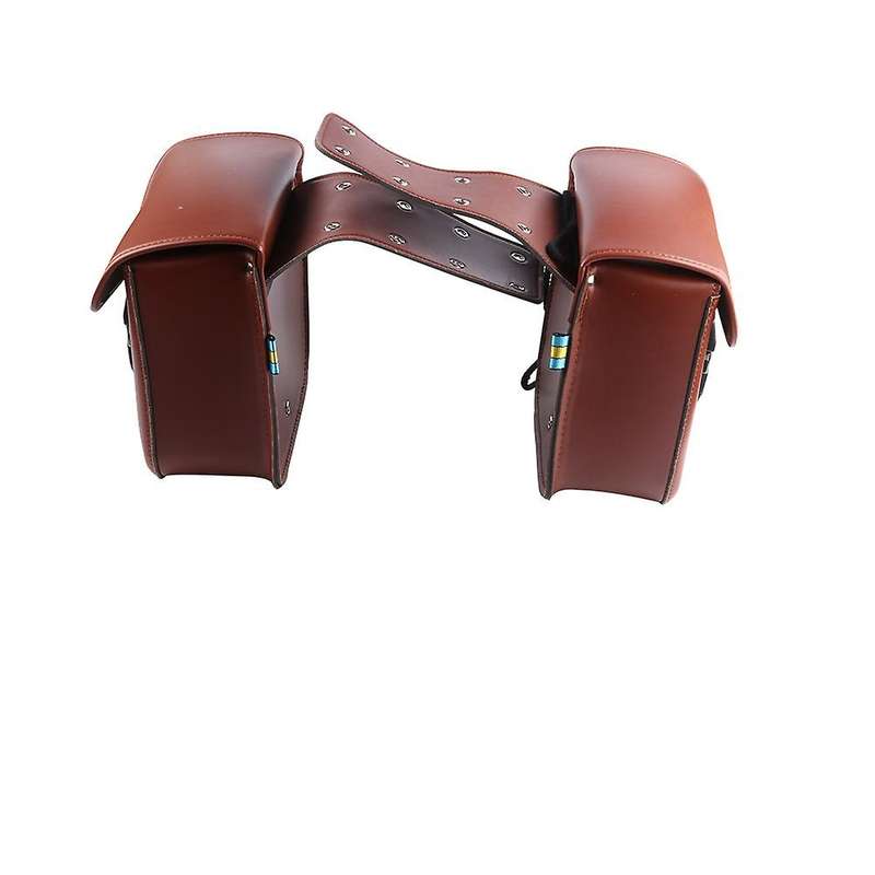 for XL883 XL1200 PU Leather Saddle Bag Motorcycle Luggage Left+Right Side Tool Bag Brown