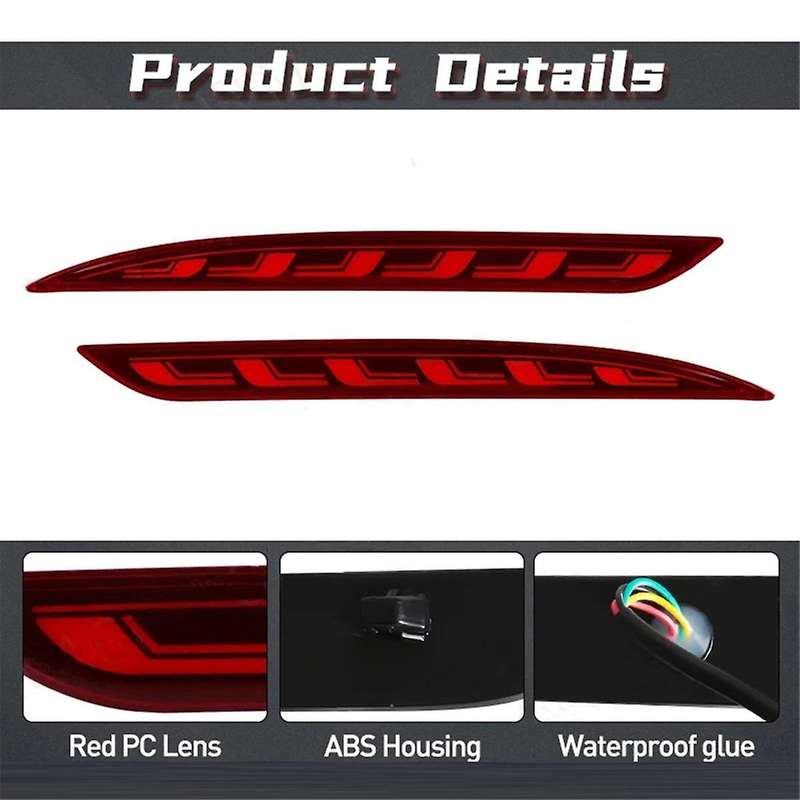 for Y 2017-2022 Red Led Rear Bumper Reflector 3 Functions Running Lights Brake Light Dynamic Turn Si