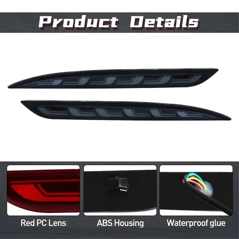 for Y 2017-2022 Black Led Rear Bumper Reflector 3 Functions Running Lights Brake Light Dynamic Turn