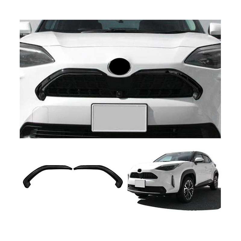 for Yaris 2020 2021 Car Front Hood Lip Molding Cover Grille Bar Garnish Mesh Styling