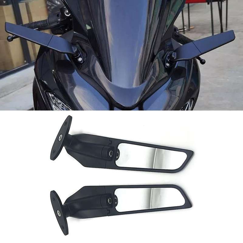 for Zx6r Ninja 650 400 250 Yzf-r1 R6 Motorcycle Mirror Modified Wind Wing Adjustable Rotating Rearv