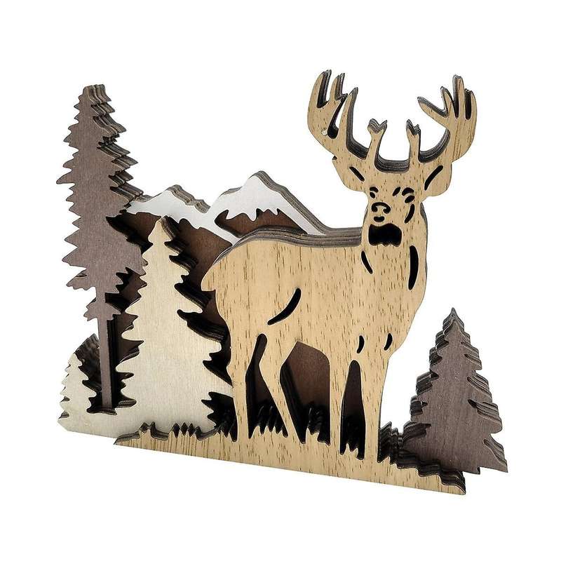 Forest Wood Carving Christmas Table Decorations Wooden Christmas Table Decors for Christmas Gift Roo