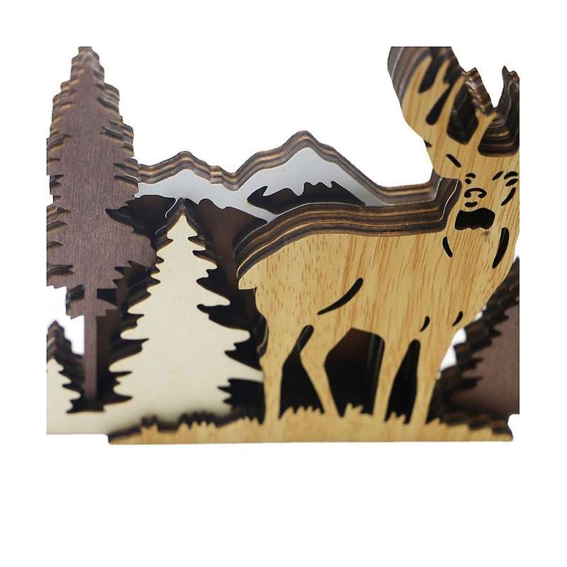 Forest Wood Carving Christmas Table Decorations Wooden Christmas Table Decors for Christmas Gift Roo