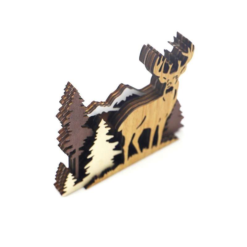 Forest Wood Carving Christmas Table Decorations Wooden Christmas Table Decors for Christmas Gift Roo