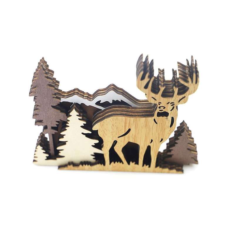 Forest Wood Carving Christmas Table Decorations Wooden Christmas Table Decors for Christmas Gift Roo