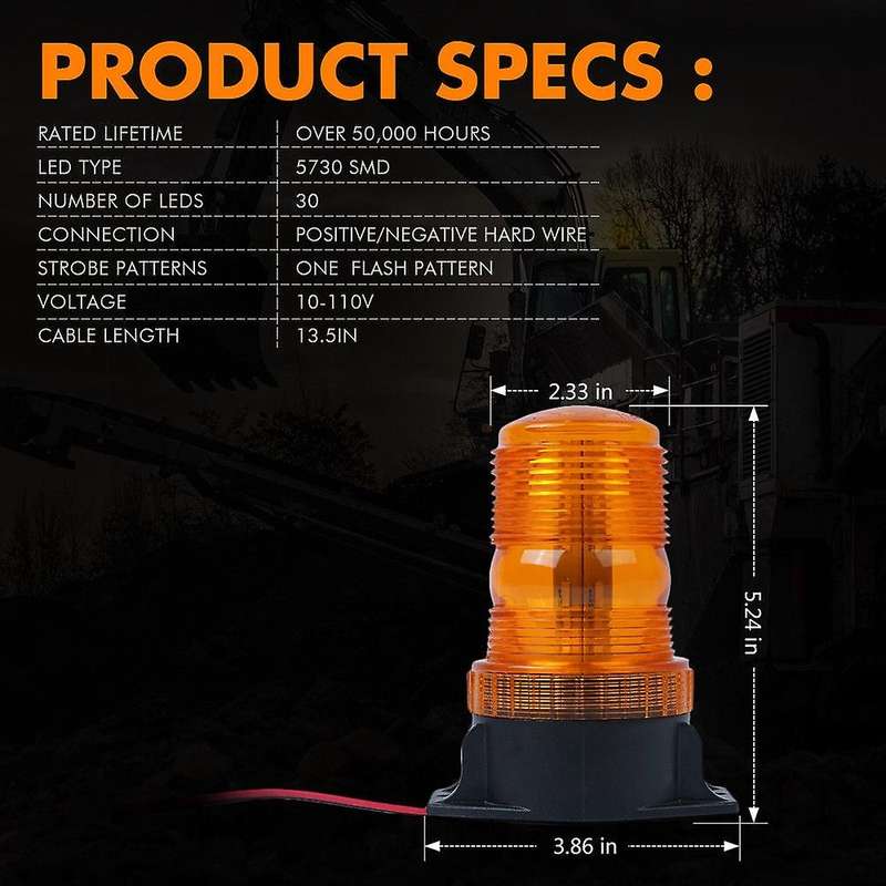 Forklift 30 Led Beacon Light Strobe Lamp Hazard Emergency Flashing Warning