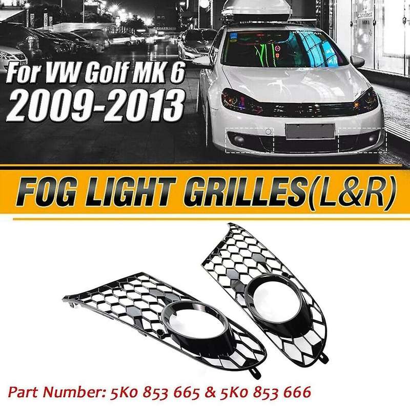 for MK6 Golf/ Wagon 2009-2013 Balck Honeycomb Hex Mesh Front Bumper Fog Light Grill Grille Cover