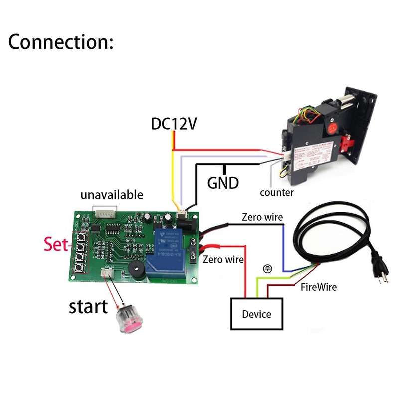 Four Digits Timer Control Board for Coin Acceptor Massage Chair Water Arcade Vending Washing Machine