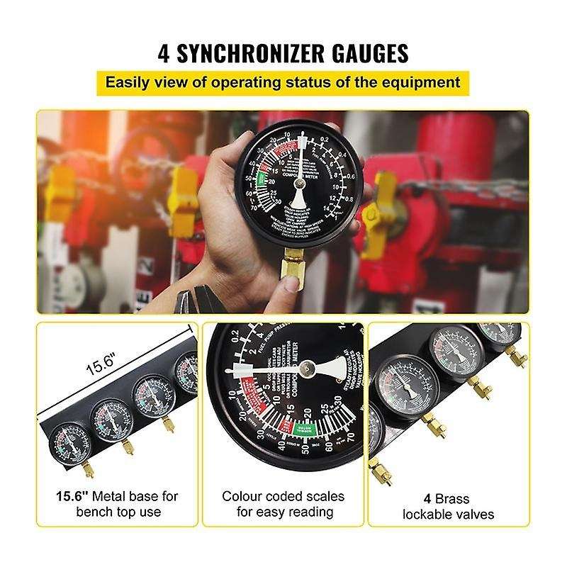Four-Cylinder Vacuum Carburetor Synchronizer Sync 4 Gauge Motorcycle Balancer Vacuum Meter Synchrono