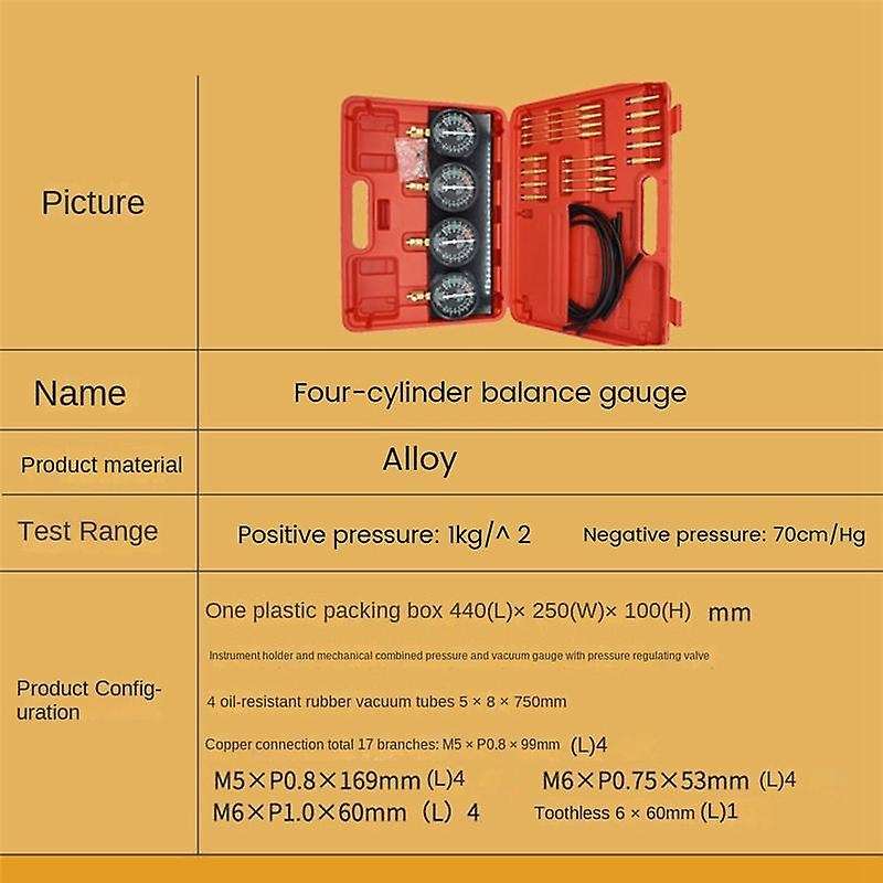 Four-Cylinder Vacuum Carburetor Synchronizer Sync 4 Gauge Motorcycle Balancer Vacuum Meter Synchrono
