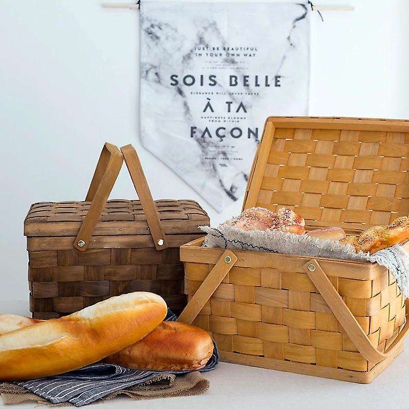 France Style Picnic Basket Bread Baskets Hiking Storage Box Cake Table Decorating Food Photography