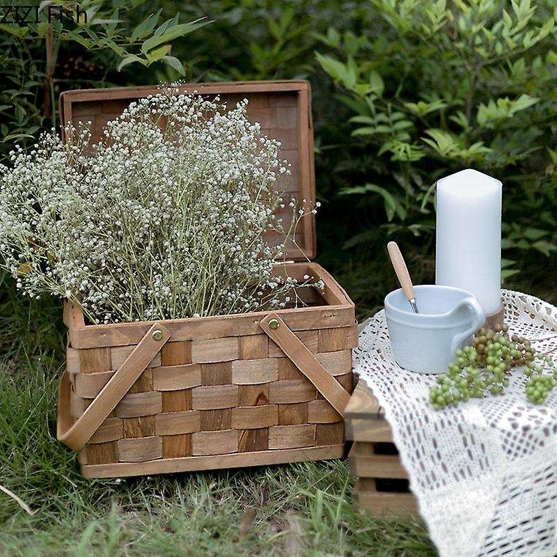 France Style Picnic Basket Bread Baskets Hiking Storage Box Cake Table Decorating Food Photography