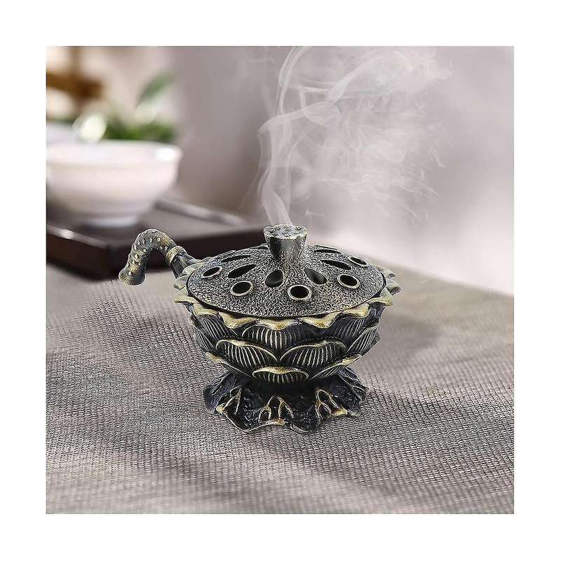 Frankincense Resin Burner,incencence Burner with Handle , Lotus Shaped Holder Fit Decoration
