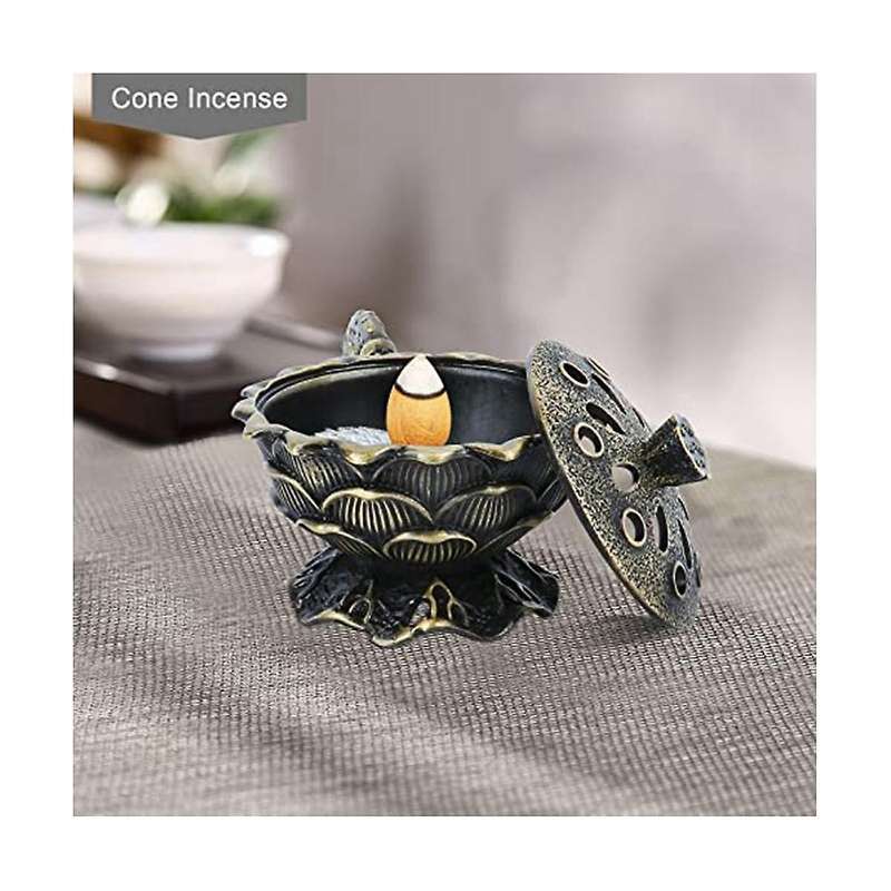 Frankincense Resin Burner,incencence Burner with Handle , Lotus Shaped Holder Fit Decoration