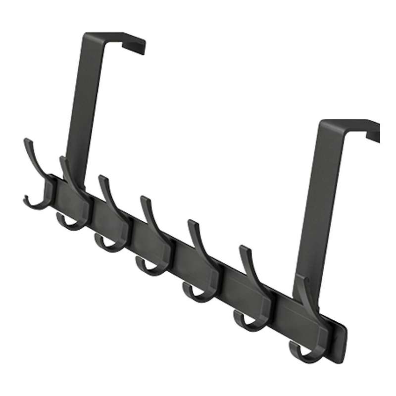 Free Punching Door Behind The Bathroom Black Hook Bedroom Storage Hanger Storage Rack 7 Hooks Door R