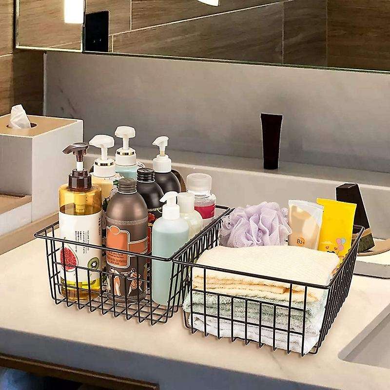 Freezer Refrigerator Wire Storage Baskets,4 Pack Metal Baskets Food Storage Organizer Bin with -in