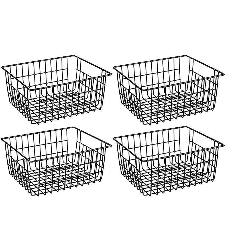 Freezer Refrigerator Wire Storage Baskets,4 Pack Metal Baskets Food Storage Organizer Bin with -in
