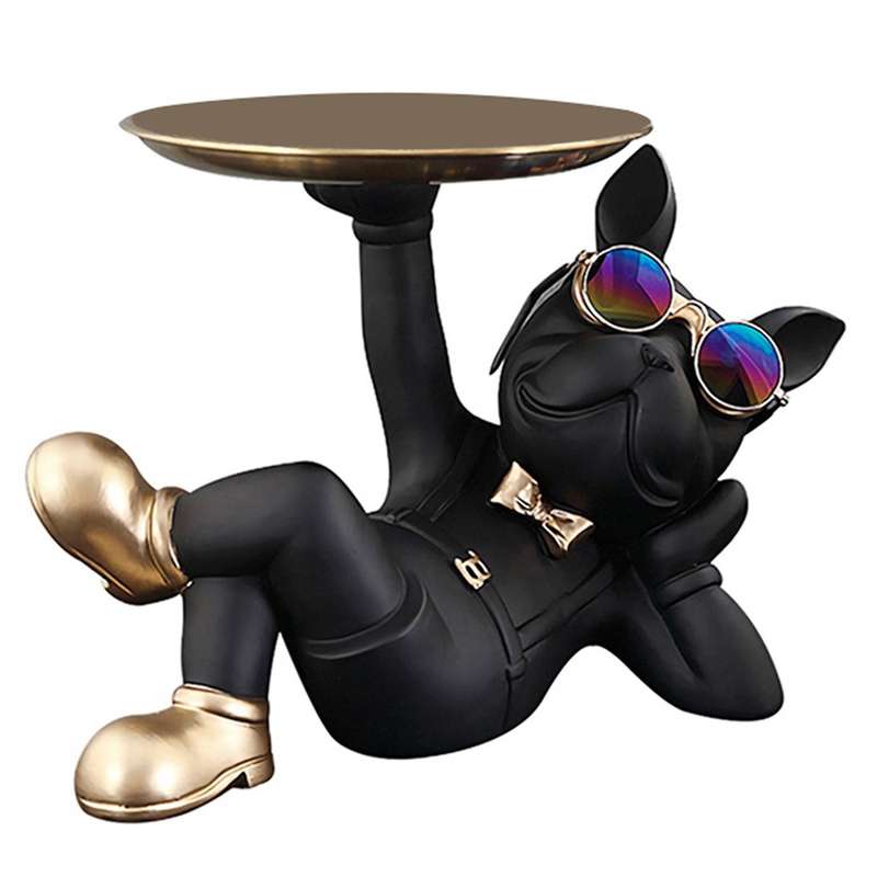 French Bulldog Sculpture Nordic Resin Dog Sculpture Storage Home Decor for Tabletop Living Room Anim