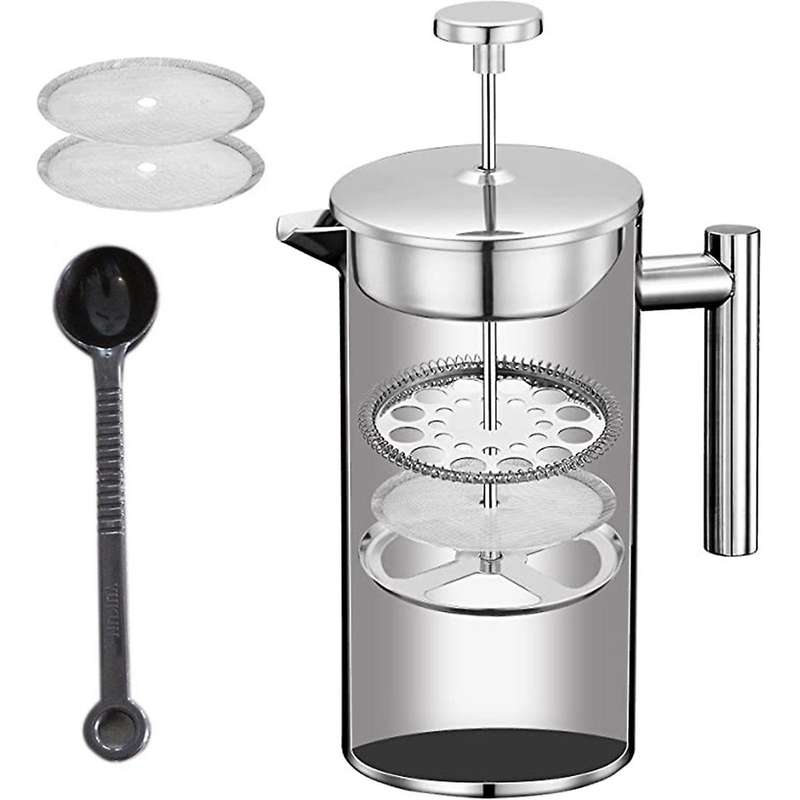 French Press, 1000ML 8 Cups Espresso Coffee Maker Double Wall Stainless Steel Insulated,Tea or Cafet