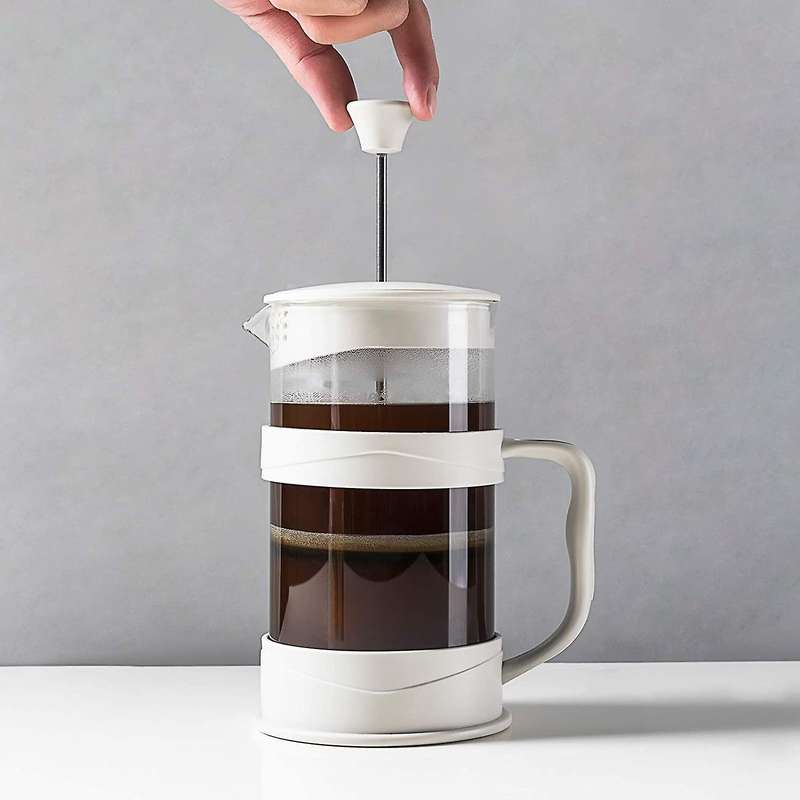 French Press Coffee Maker 12 Oz, White Coffee Presses Tea Makers with Borosilicate Glass Cold and Ho