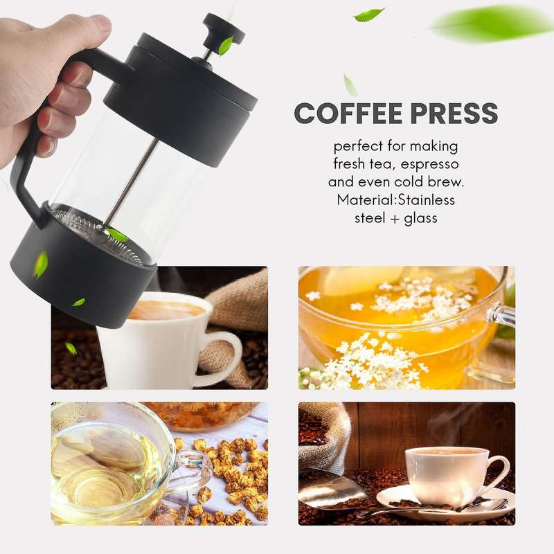 French Press Coffee & Tea Maker, Borosilicate Glass Coffee Press