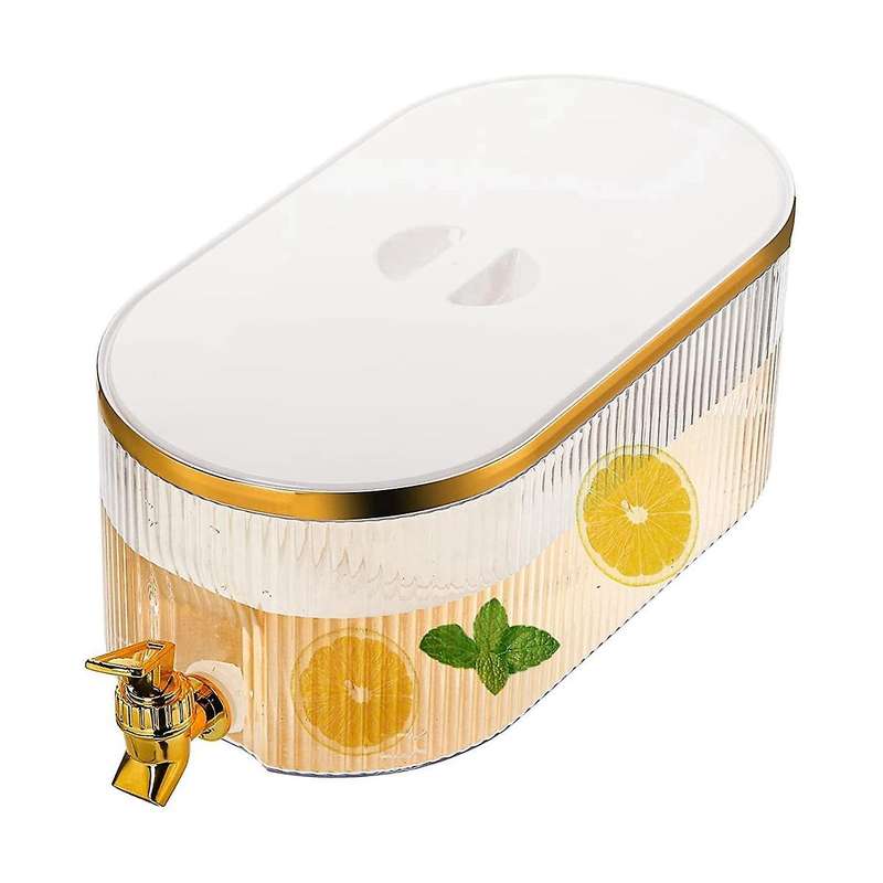 Fridge Drink Dispenser with Gold Spigot,square Plastic Drink Container Lemonade Milk Fruit Tea Disp