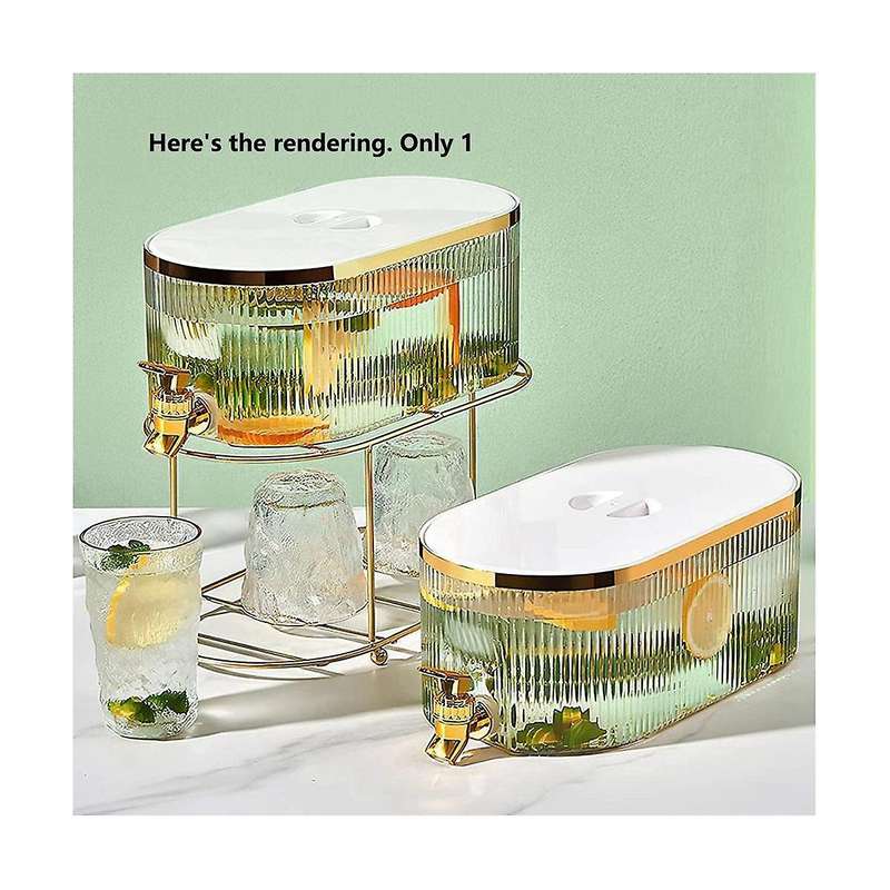 Fridge Drink Dispenser with Gold Spigot,square Plastic Drink Container Lemonade Milk Fruit Tea Disp