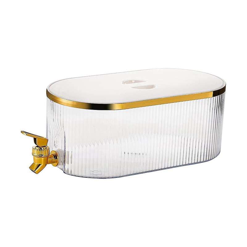 Fridge Drink Dispenser with Gold Spigot,square Plastic Drink Container Lemonade Milk Fruit Tea Disp