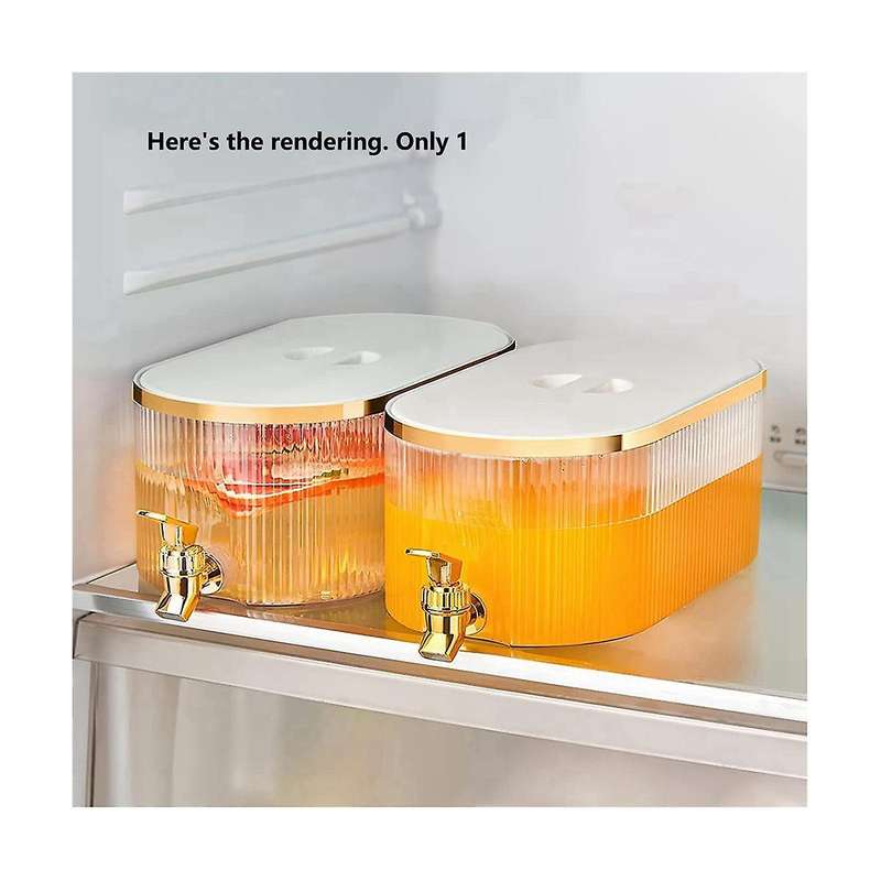 Fridge Drink Dispenser with Gold Spigot,square Plastic Drink Container Lemonade Milk Fruit Tea Disp