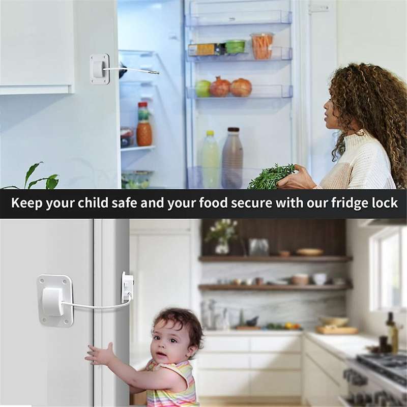 Fridge Lock 4-Digit Combination Lock for Refrigerators, Freezers and Cabinets, No-Drill Installation