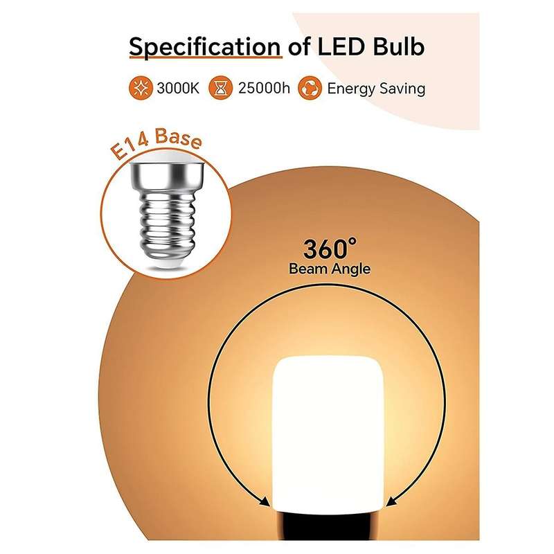 Fridge Bulb, 1.5w E14 Led Light Bulb, 150lm Warm White 3000k Energy Saving Light Bulbs, for Fridge,
