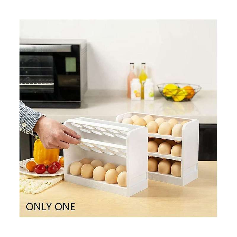Fridge Egg Holder for Refrigerator Door, 3-layer Flip Fridge Egg Tray Container, Egg Container For