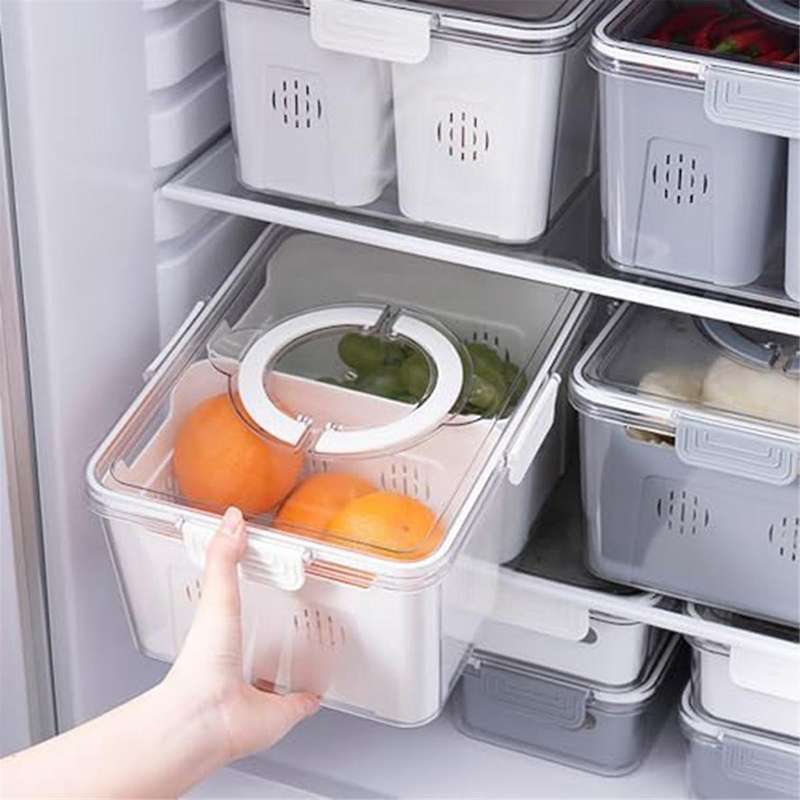 Fridge Organizer with Lids,Stackable Refrigerator Organizer Bins, Removable Containers for Food and