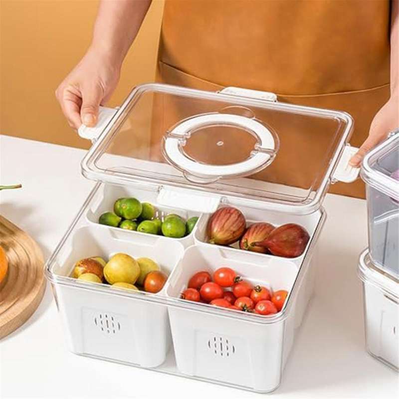 Fridge Organizer with Lids,Stackable Refrigerator Organizer Bins, Removable Containers for Food and
