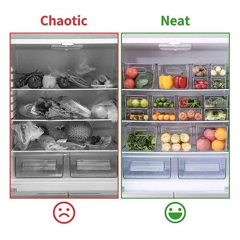 Fridge Organiser with Lid, Set of 6 Cupboard Organiser Kitchen, Stackable Transparent Storage Box wi