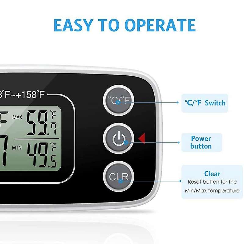 Fridge Thermometer, Digital Refrigerator Thermometer Waterproof Fridge Freezer Thermometer Monitor f