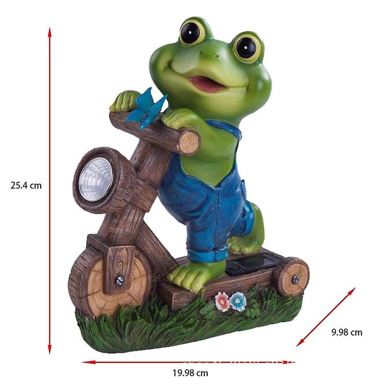 Frog Cycling Model Garden Solar Frog Decorations Frog with Solar Lamps Lawn Ornament with Solar Lig