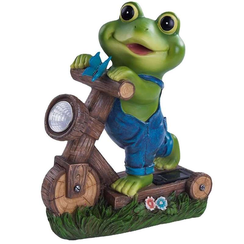 Frog Cycling Model Garden Solar Frog Decorations Frog with Solar Lamps Lawn Ornament with Solar Lig