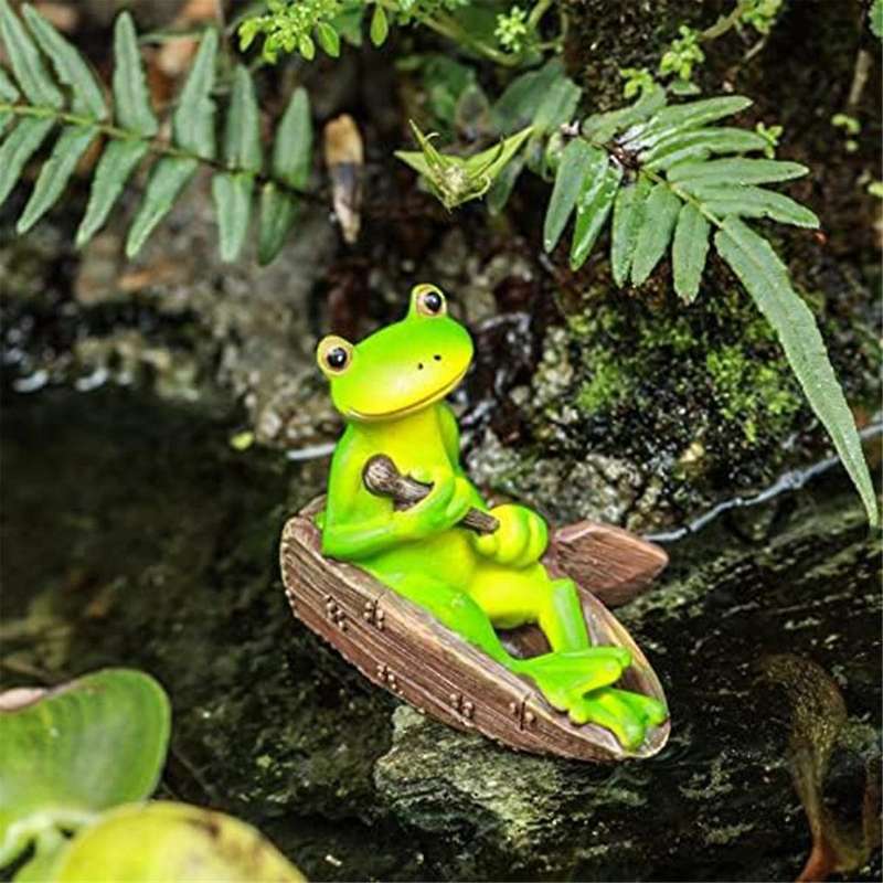 Frog Statue Garden - Resin Happy Frogs On Bench Figurines, Garden Frog Decor Summer Decorations, Fo