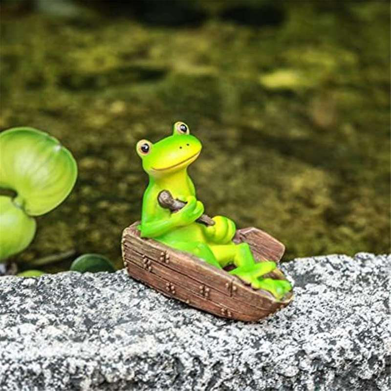 Frog Statue Garden - Resin Happy Frogs On Bench Figurines, Garden Frog Decor Summer Decorations, Fo
