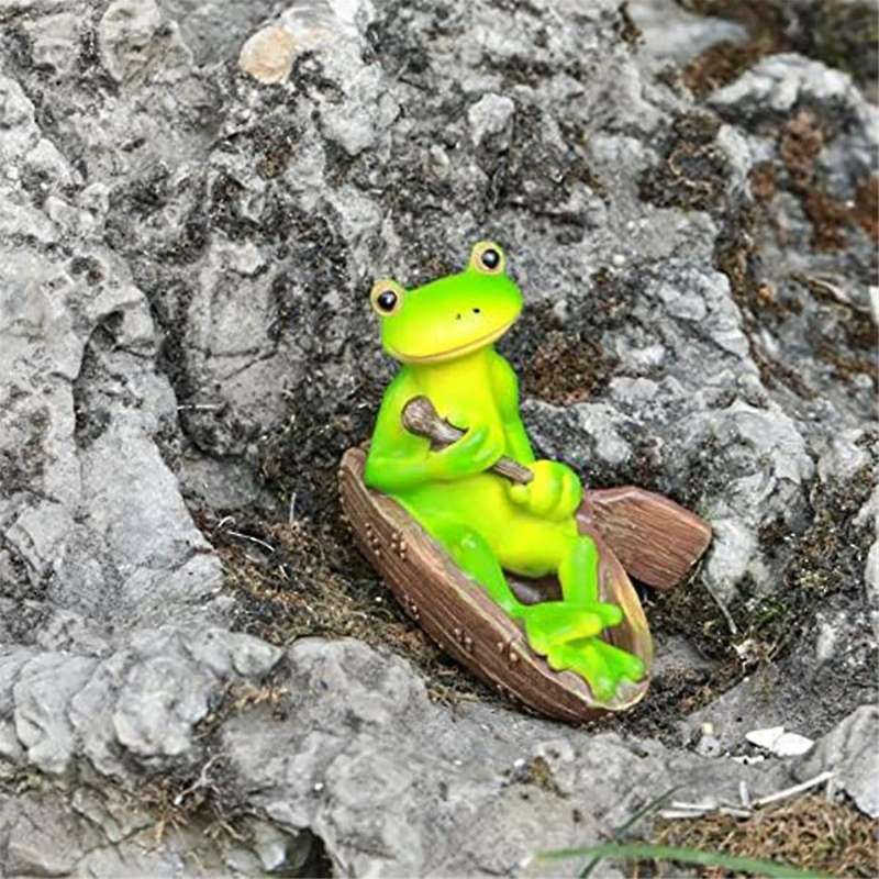 Frog Statue Garden - Resin Happy Frogs On Bench Figurines, Garden Frog Decor Summer Decorations, Fo