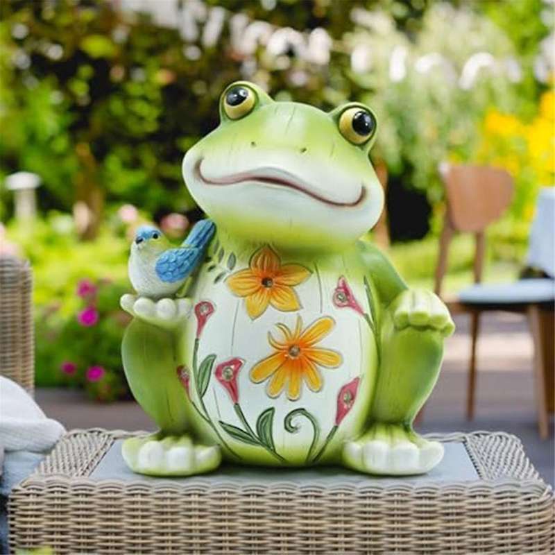 Frog Decor with Solar Light, Resin Garden Statue for Passage Yard Lawn Patio Decor, Outdoor Decor fo