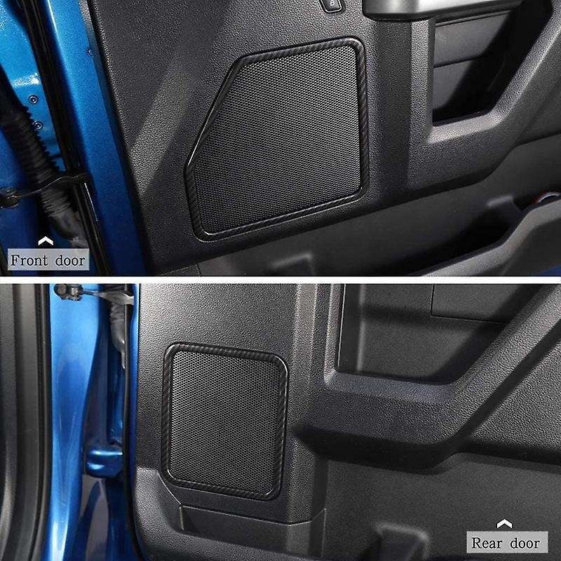 Front & Rear Door Speaker Trim Cover for 2015 2016 2017 2018 2019 2020 Carbon Fiber Grain