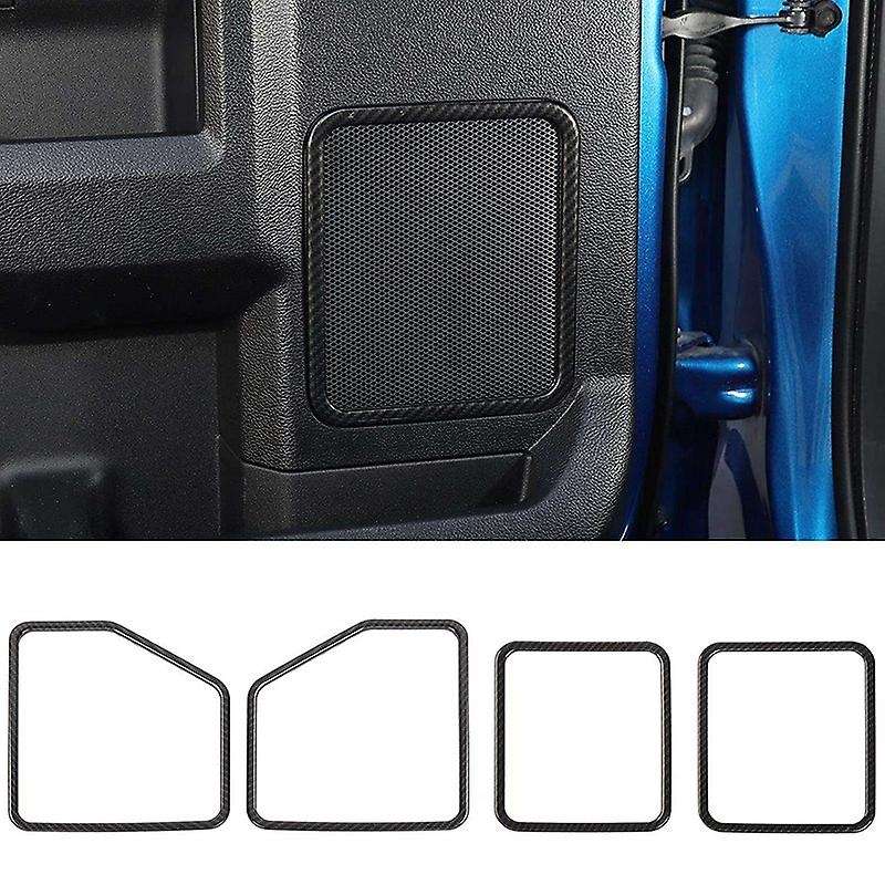 Front & Rear Door Speaker Trim Cover for 2015 2016 2017 2018 2019 2020 Carbon Fiber Grain