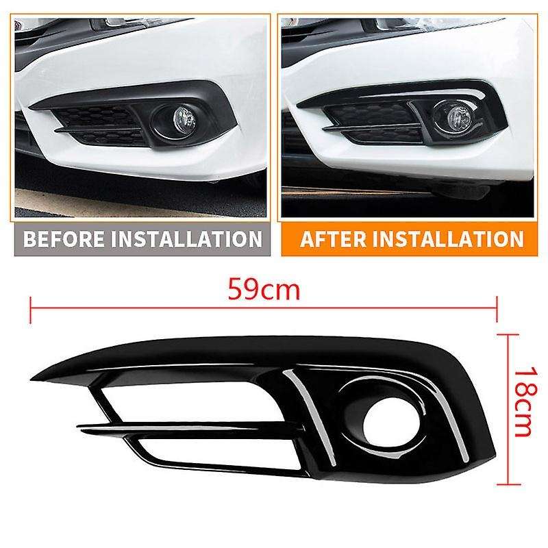 Front and Rear Bumper Fog Light Cover Trim Fog Lamp Grille for 10Th 2016 2017 2018 2019 Glossy Black