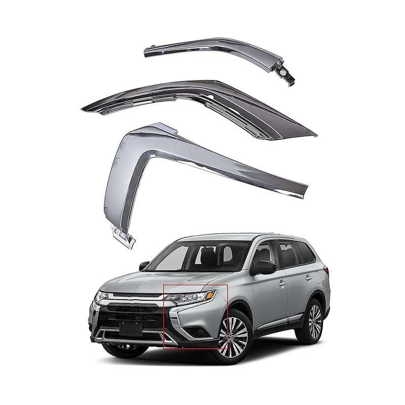 Front Bumper Chrome Trim Molding Strip for 2016-2019 Fog Light Cover Decoration ,3pcs Left