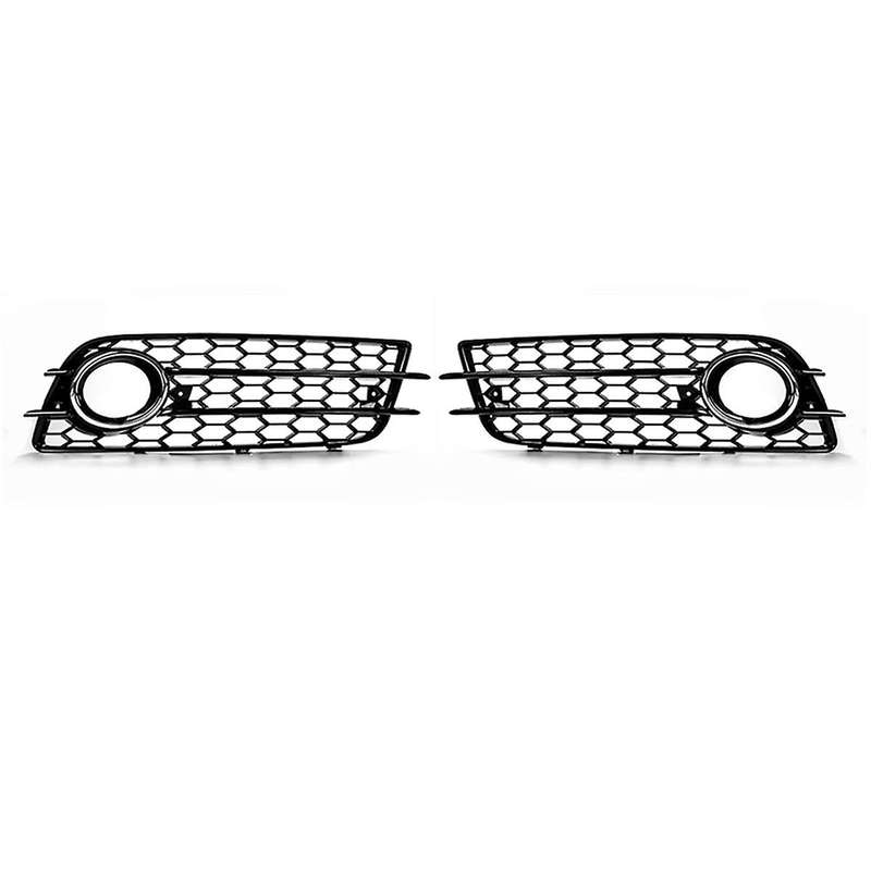 Front Bumper Fog Light Cover Frame Grille Panel Fog Lamp Shell Bezel Fit for A4 B8 S4 2008-2012