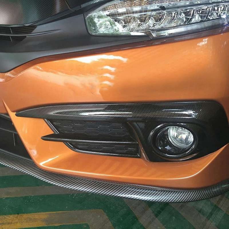 Front Bumper Fog Light Cover Trim Overlay Molding Fog Lamp Grille for 10Th 2016 2017 2018 Carbon Fib